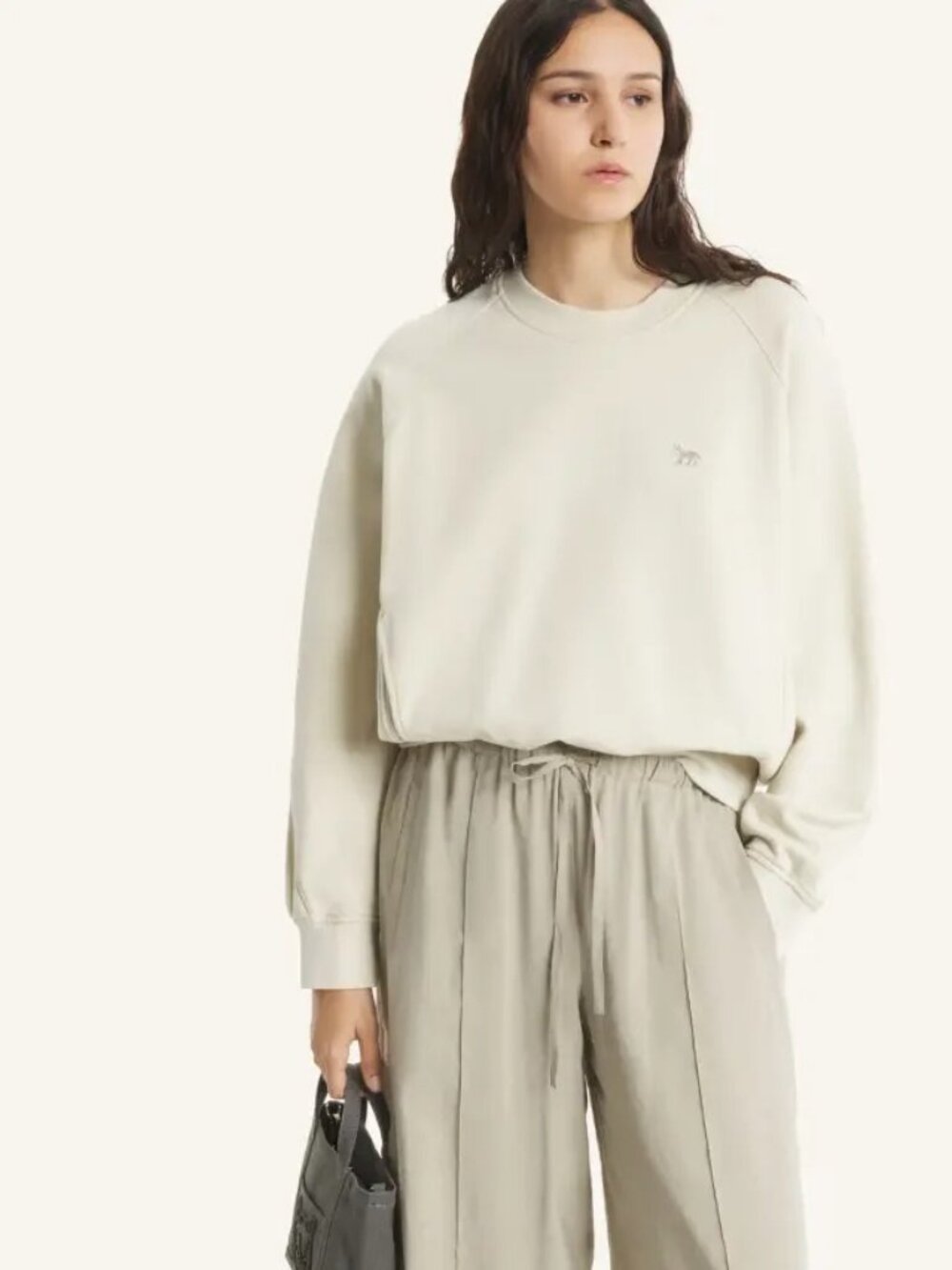 Maison Kitsuné Baby Fox Open Pocket Sweatshirt Pelican Beige M
